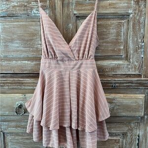 Revamped New Pink Striped Mini Romper Boho Cottagecore Pastel Soft Girl NWT